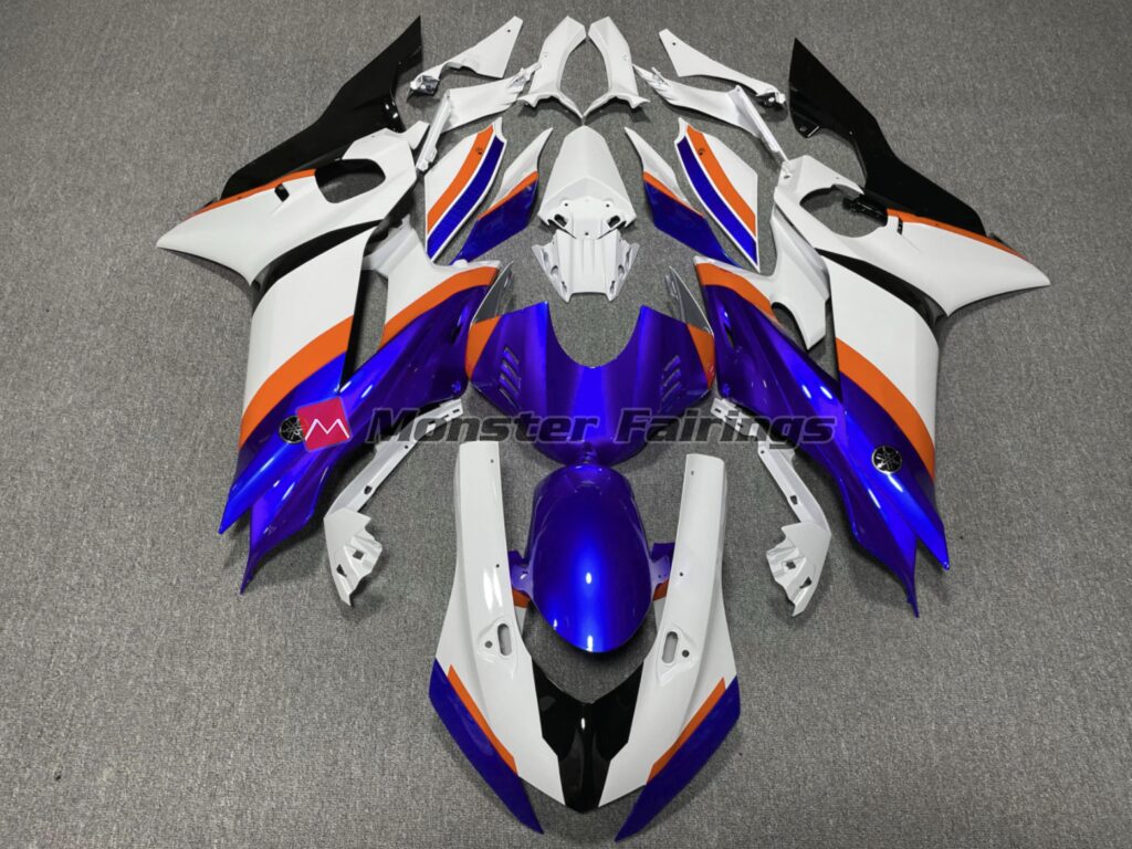 Yamaha R6 2017 - 2022 Deep Blue Orange ABS fairings - custom motorcycle bodywork kit by Monster Fairings