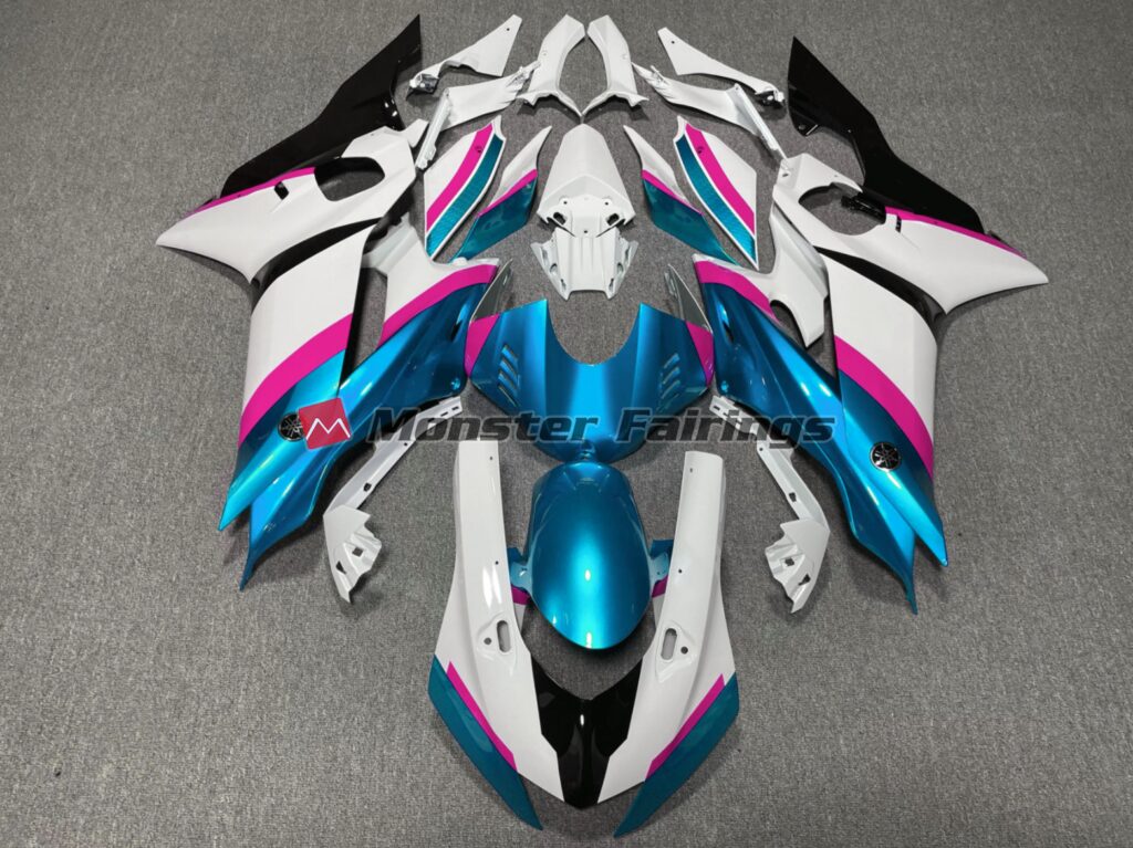 Yamaha R6 2017 - 2022 Light Blue Pink ABS fairings - custom motorcycle bodywork kit by Monster Fairings