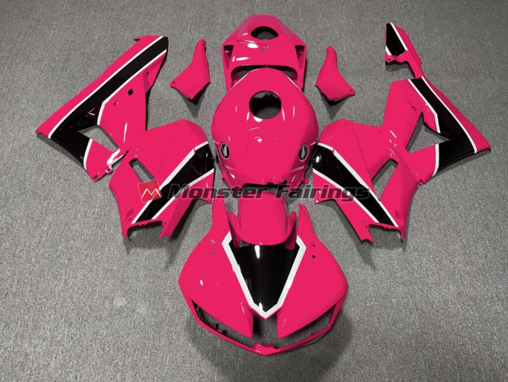 Honda CBR600RR 2013 - 2025 Gloss Bright Pink Black ABS fairings - custom motorcycle bodywork kit by Monster Fairings