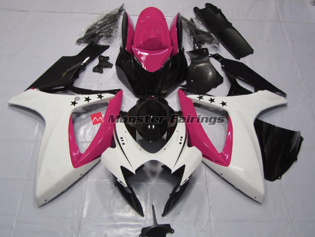 Suzuki GSXR 600 - 750 2006 - 2007 Pink Star ABS fairings - custom motorcycle bodywork kit by Monster Fairings