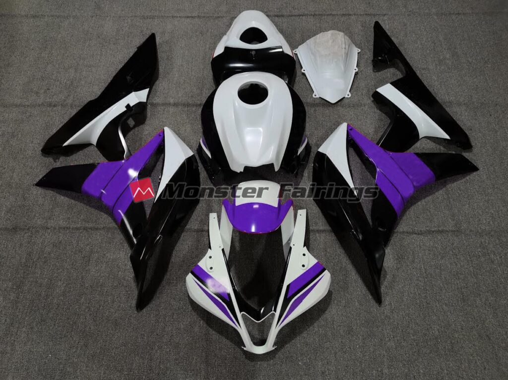 Honda CBR600RR 2007 - 2008 Black White Purple ABS fairings - custom motorcycle bodywork kit by Monster Fairings
