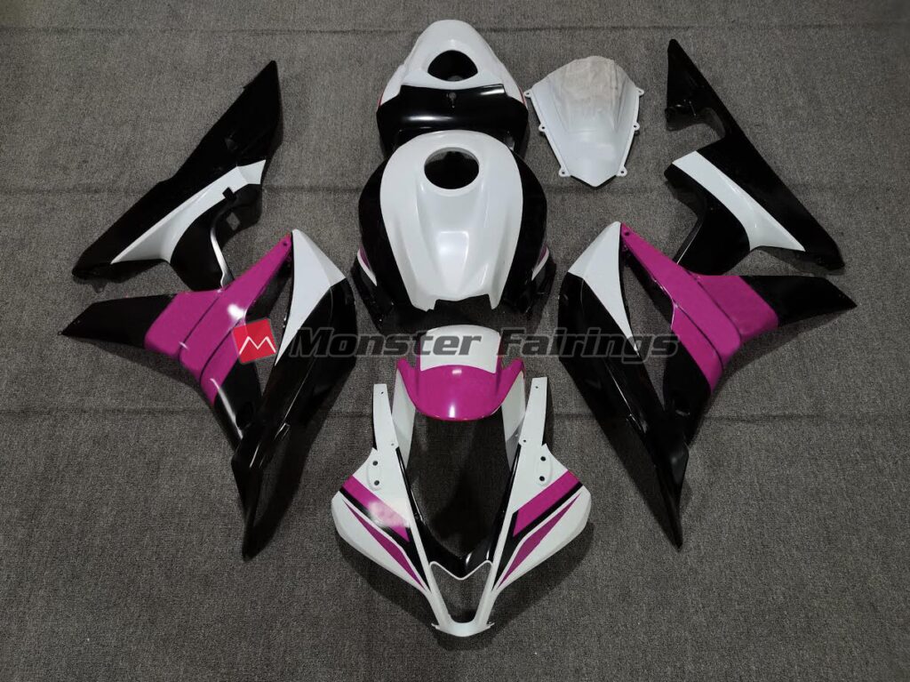 Honda CBR600RR 2007 - 2008 Black White Pink ABS fairings - custom motorcycle bodywork kit by Monster Fairings