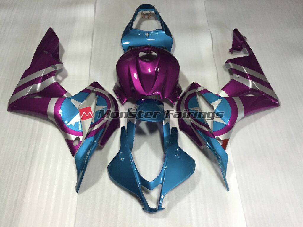Honda CBR600RR 2007 - 2008 Purple Light Blue Captain America ABS fairings - custom motorcycle bodywork kit by Monster Fairings