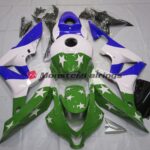 Honda CBR600RR 2007 - 2008 Green Blue Stars and Stripes ABS fairings - custom motorcycle bodywork kit by Monster Fairings