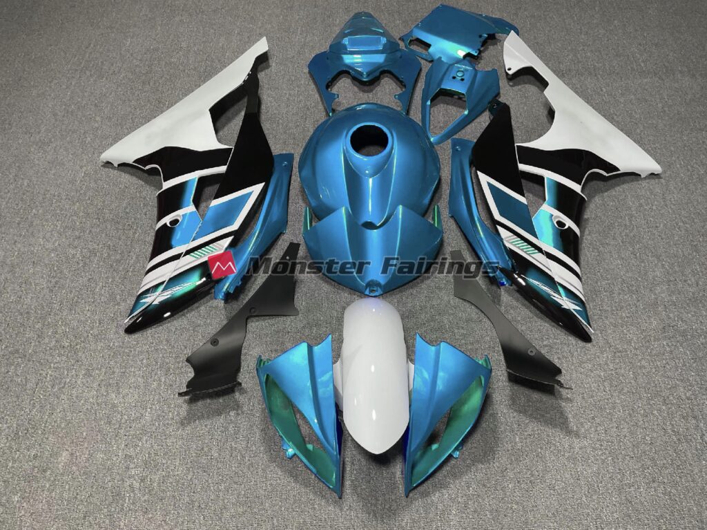 Yamaha R6 2008 - 2016 Light Blue Black White OEM Style ABS fairings - custom motorcycle bodywork kit by Monster Fairings