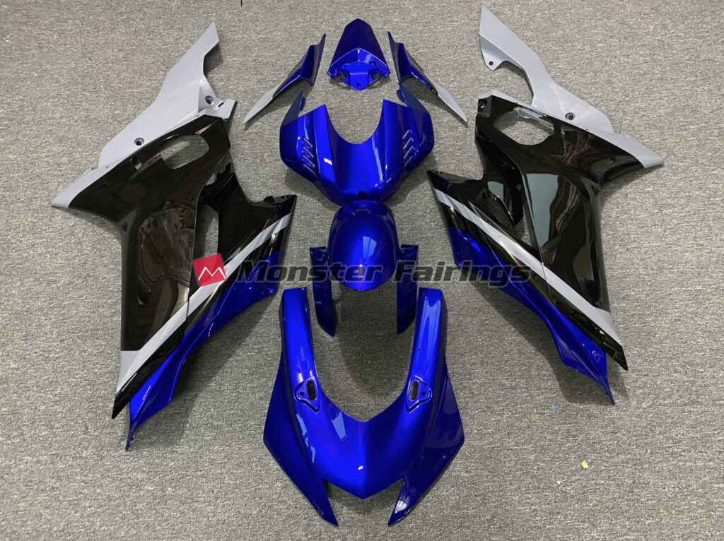 Yamaha R6 2017 - 2022 Cement Black Blue ABS fairings - custom motorcycle bodywork kit by Monster Fairings