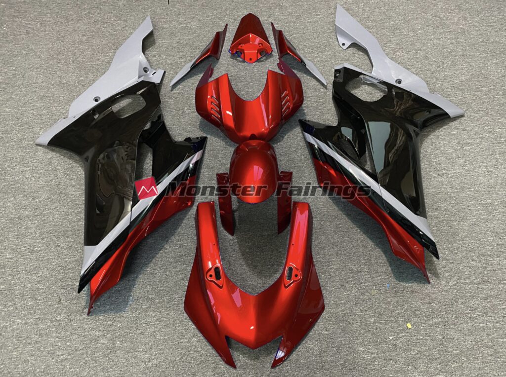 Yamaha R6 2017 - 2022 Cement Black Red ABS fairings - custom motorcycle bodywork kit by Monster Fairings