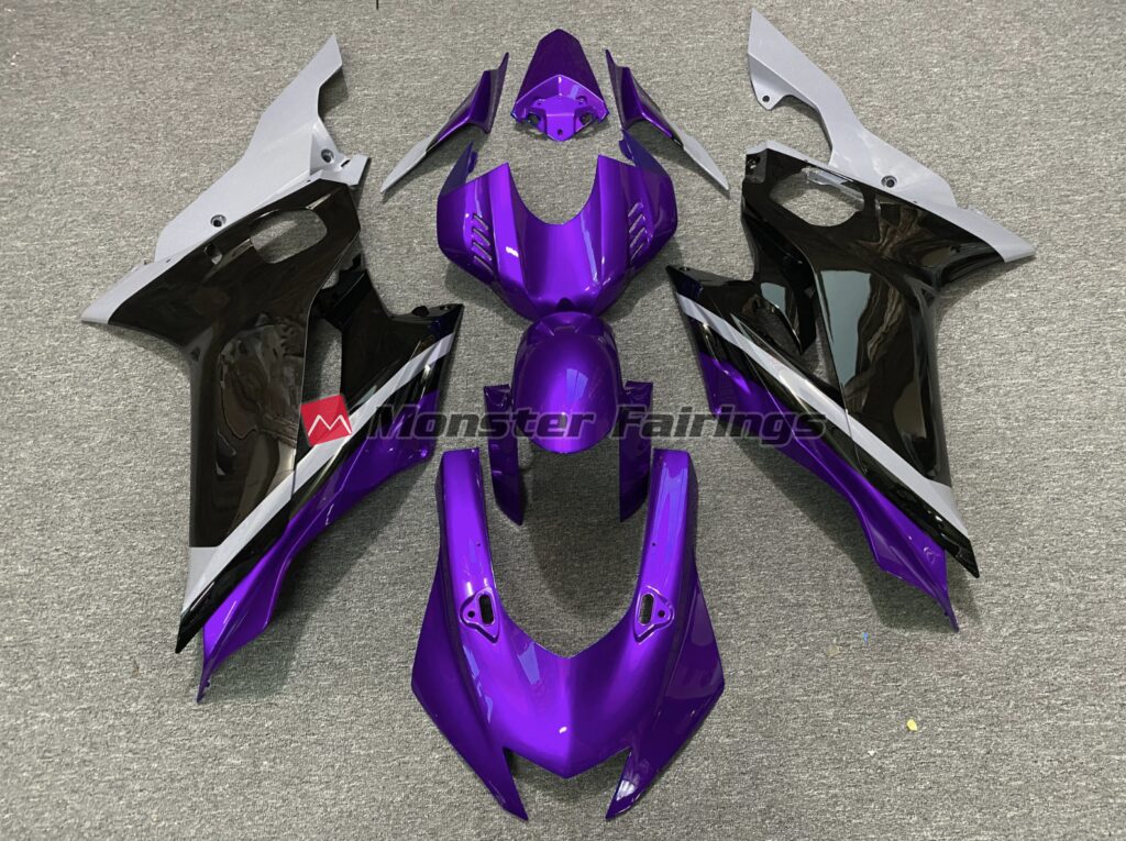 Yamaha R6 2017 - 2022 Cement Black Purple ABS fairings - custom motorcycle bodywork kit by Monster Fairings