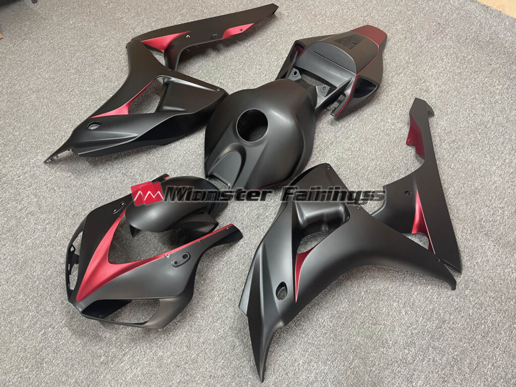 Honda CBR1000RR custom ABS fairings 2006 - 2007 in Matte Black Red - durable replacement kit, Monster Fairings
