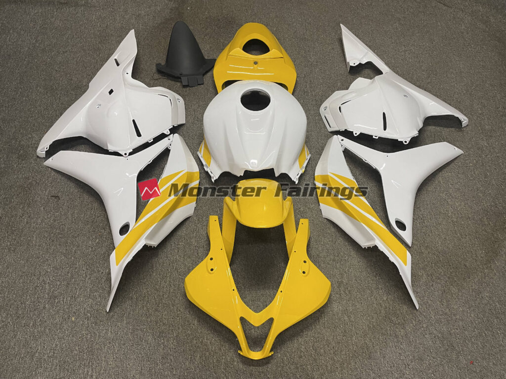 Honda CBR600RR 2009 - 2012 Yellow White Side Stripe ABS fairings - custom motorcycle bodywork kit by Monster Fairings