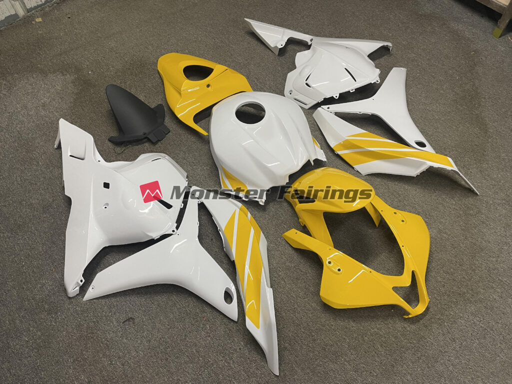 Yellow White Side Stripe ABS fairings for Honda CBR600RR 2009 - 2012 - premium OEM fit kit by Monster Fairings