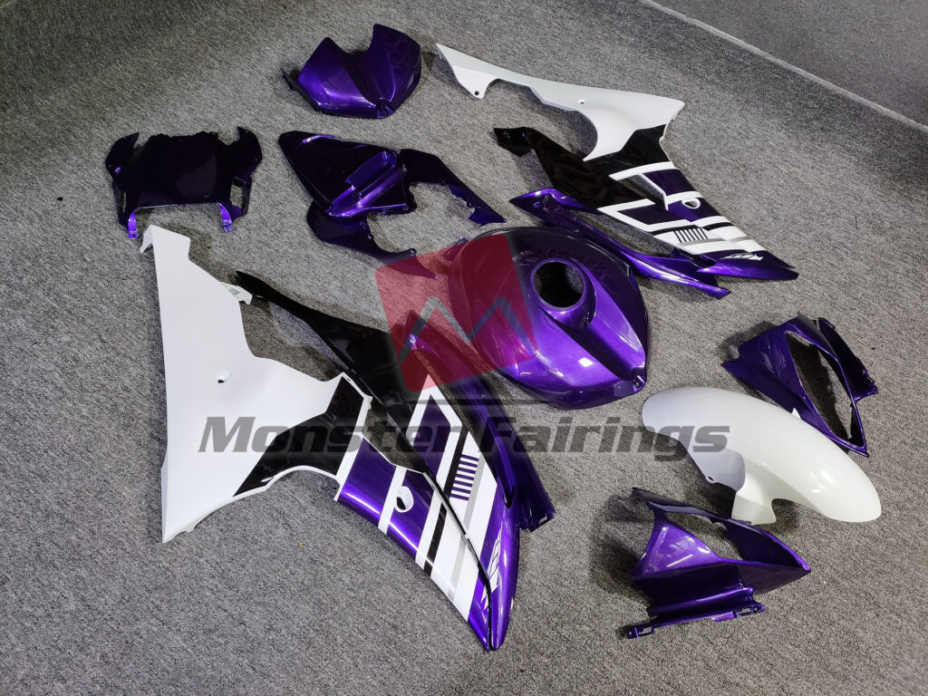 Yamaha R6 custom ABS fairings 2008 - 2016 Purple Black White OEM Style - durable replacement kit, Monster Fairings