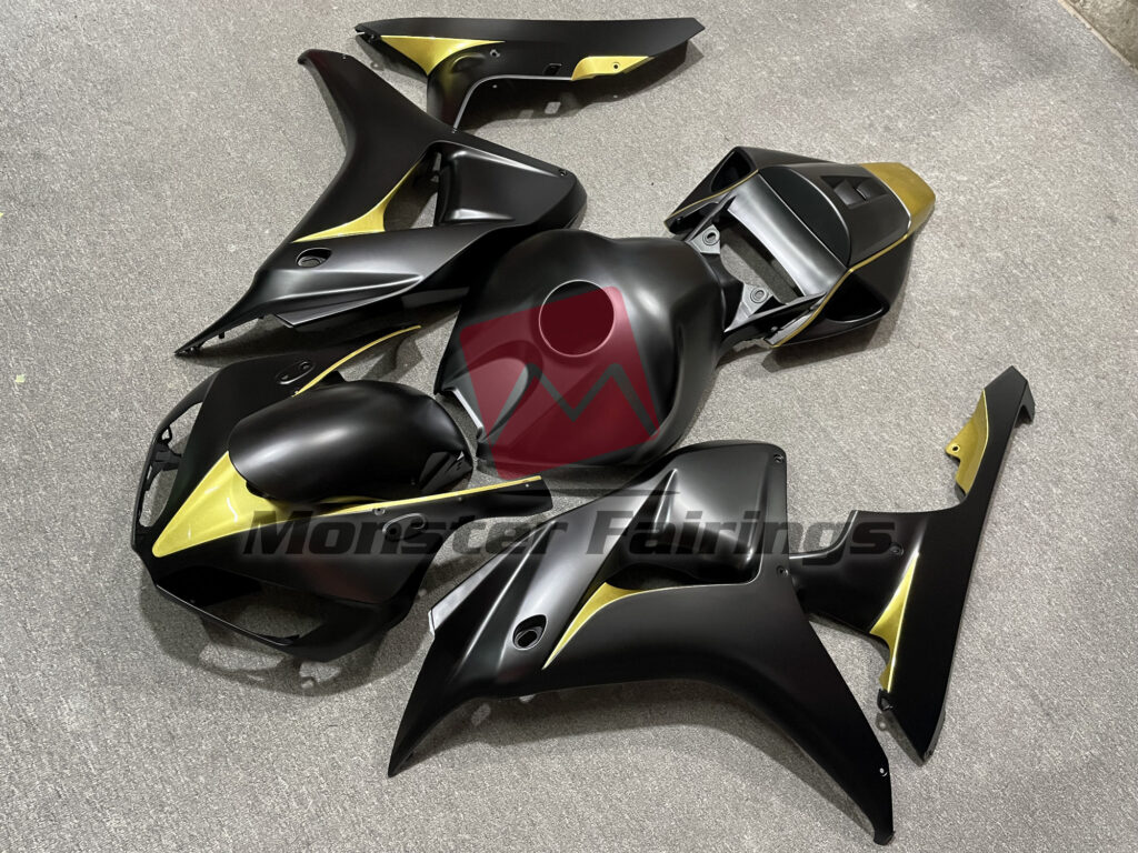 Honda CBR1000RR custom ABS fairings 2006 - 2007 in Matte Black Yellow - durable replacement kit, Monster Fairings