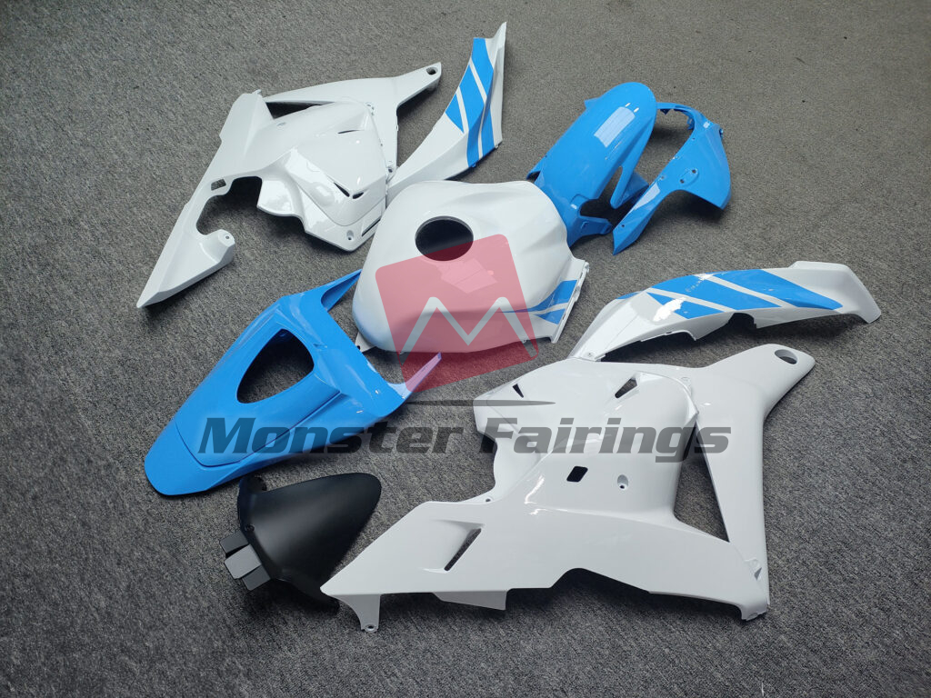 2009 - 2012 Honda CBR600RR Gloss Light Blue & White fairing set - ABS injection, custom painted by Monster Fairings