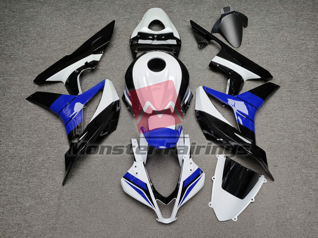 Honda CBR600RR 2007 - 2008 Gloss White & Black Blue ABS fairings - custom motorcycle bodywork kit by Monster Fairings