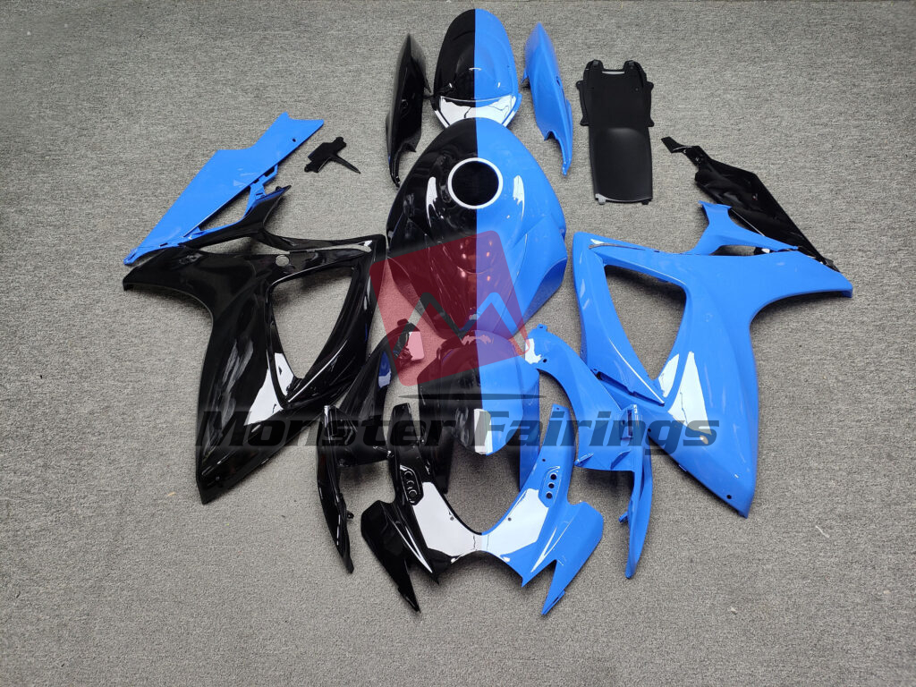 Suzuki GSXR 600 - 750 2006 - 2007 Gloss Light Blue & Black Split ABS fairings - custom motorcycle bodywork kit by Monster Fairings
