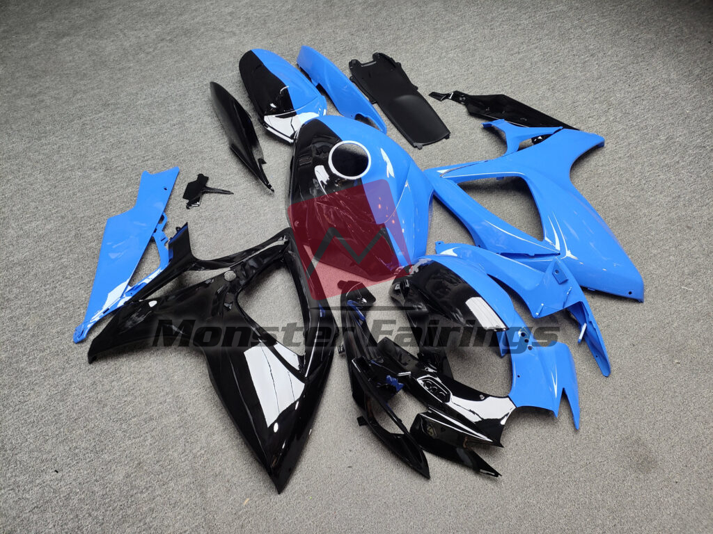 Suzuki GSXR custom ABS fairings 2006 - 2007 Gloss Light Blue & Black Split - durable replacement kit, Monster Fairings