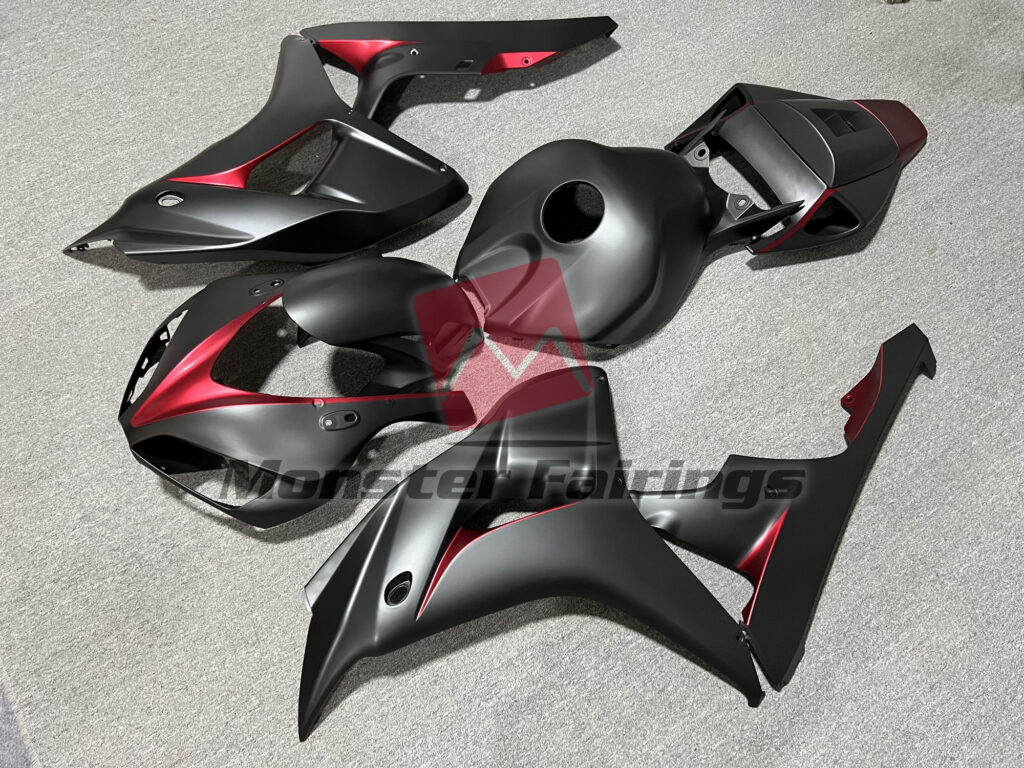 Honda CBR1000RR custom ABS fairings 2006 - 2007 in Matte Black Red - durable replacement kit, Monster Fairings