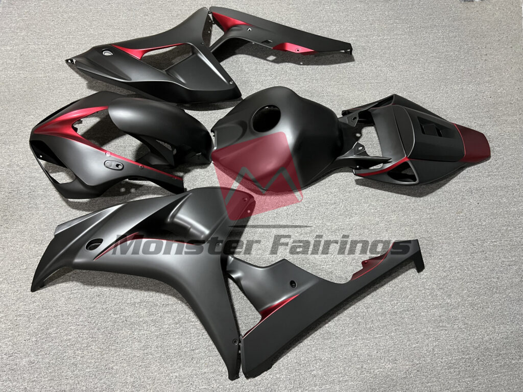 2006 - 2007 Honda CBR1000RR Matte Black Red fairing set - ABS injection, custom painted by Monster Fairings