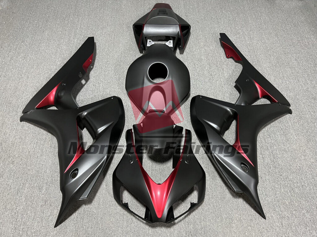 Honda CBR1000RR 2006 - 2007 Matte Black Red ABS fairings - custom motorcycle bodywork kit by Monster Fairings