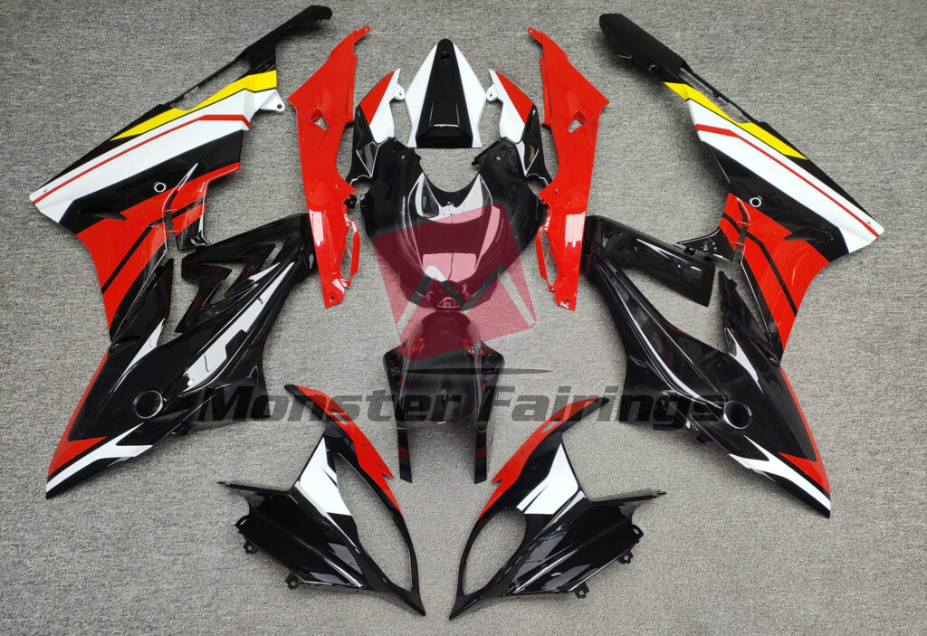 BMW S1000RR 2015 - 2016 Gloss Black Red & White Yellow ABS fairings - custom motorcycle bodywork kit by Monster Fairings