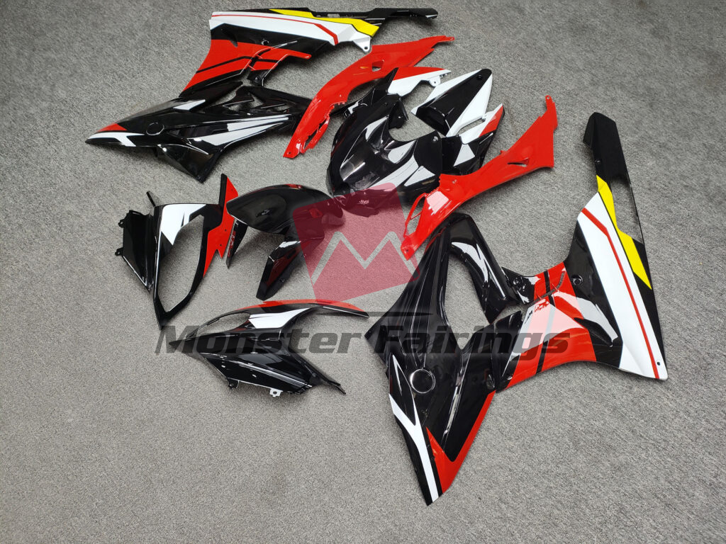 BMW S1000RR custom ABS fairings 2015 - 2016 in Gloss Black Red & White Yellow - durable replacement kit, Monster Fairings