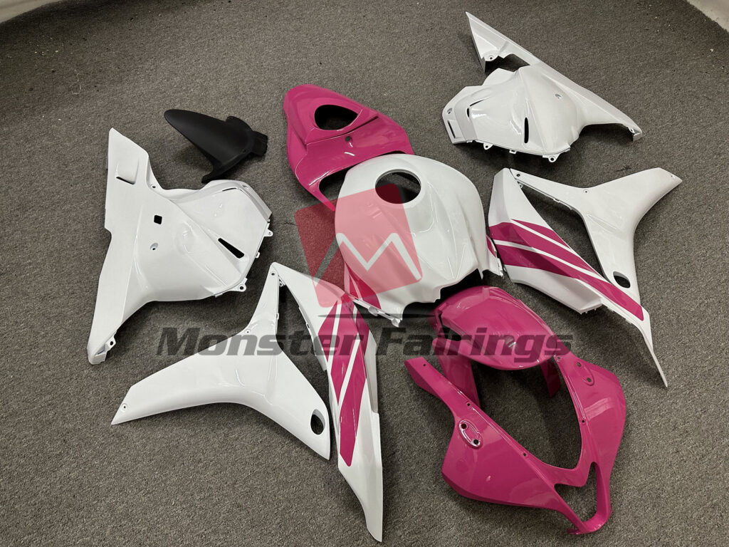 Honda CBR600RR custom ABS fairings 2009 - 2012 in Pink White Side Stripe - durable replacement kit, Monster Fairings