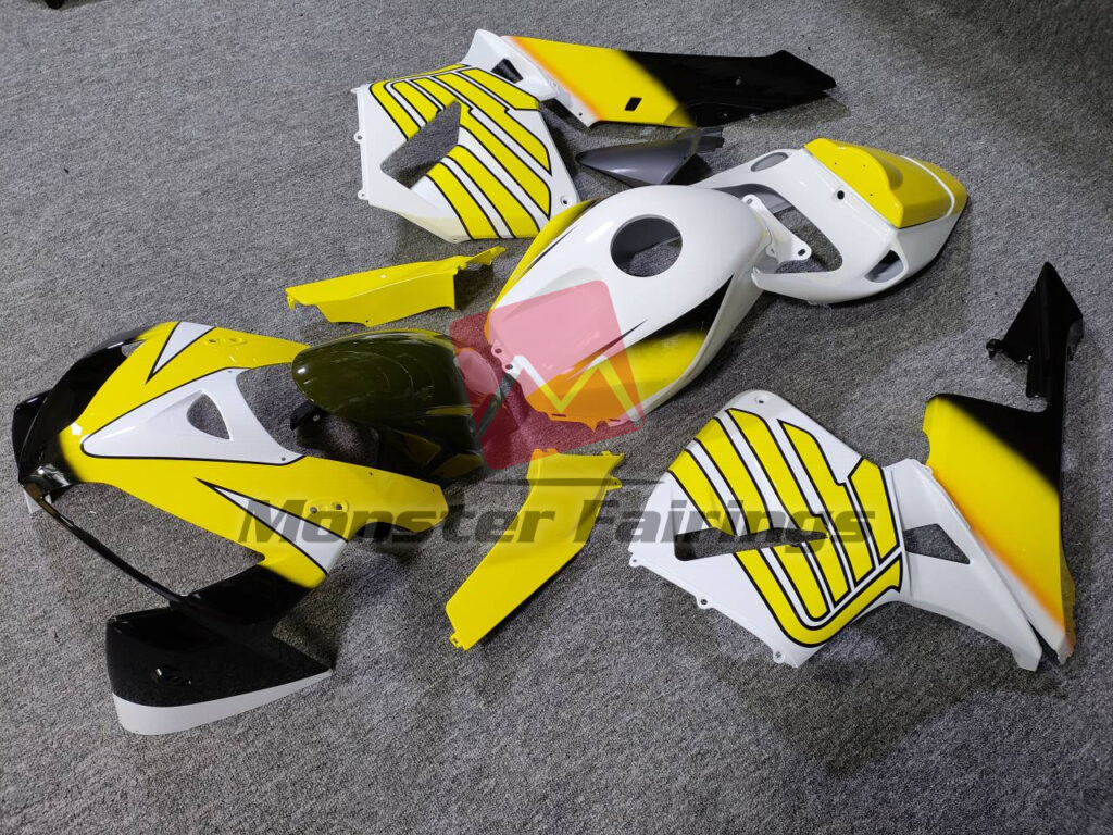 Honda CBR600RR custom ABS fairings 2005 - 2006 in Yellow White Wings - durable replacement kit, Monster Fairings