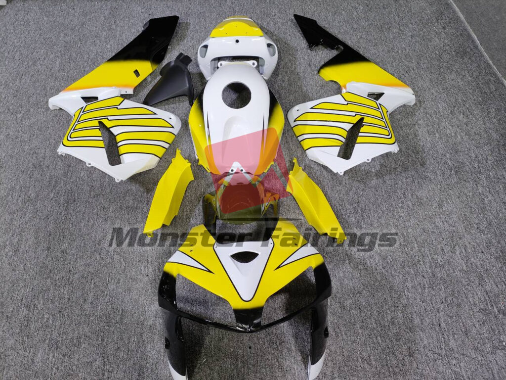 Honda CBR600RR 2005 - 2006 Yellow White Wings ABS fairings - custom motorcycle bodywork kit by Monster Fairings
