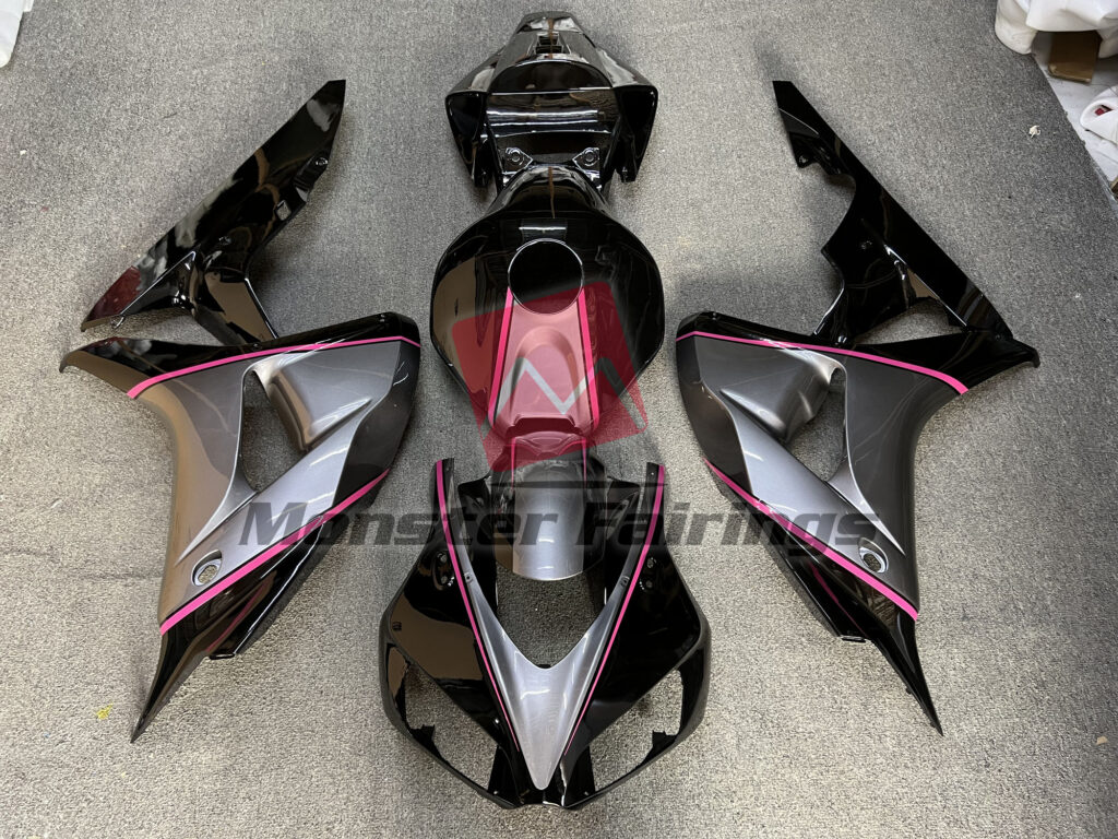 Honda CBR1000RR 2006 - 2007 Silver Pink Pin Stripe ABS fairings - custom motorcycle bodywork kit by Monster Fairings