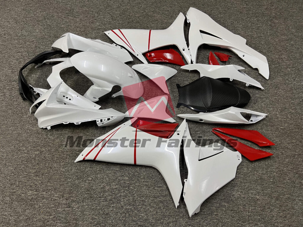 Suzuki GSXR custom ABS fairings 2011 - 2025 Pearl White Gloss Red - durable replacement kit, Monster Fairings
