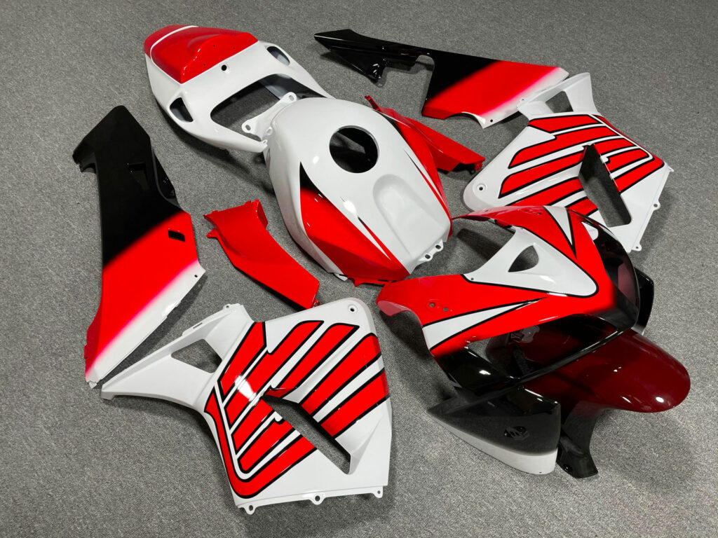 Honda CBR600RR custom ABS fairings 2005 - 2006 in Gloss Orange & White Black - durable replacement kit, Monster Fairings
