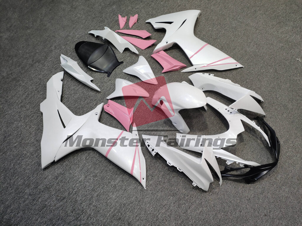 Pearl White & Gloss Pink ABS fairings for Suzuki GSXR 600 - 750 2011 - 2025 - premium OEM fit kit by Monster Fairings