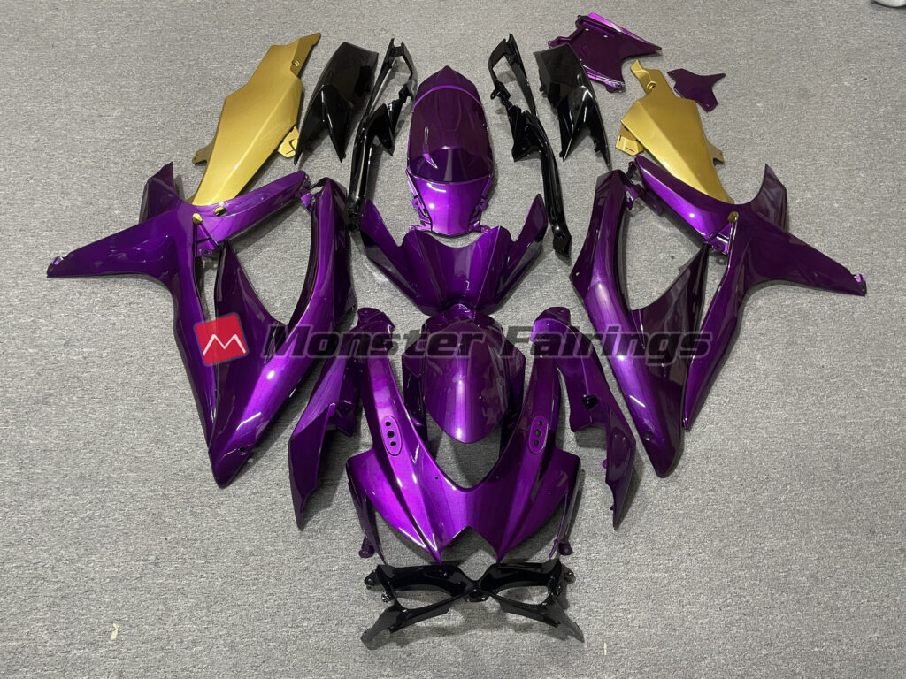Suzuki GSXR 600 - 750 2008 - 2010 Purple Gold ABS fairings - custom motorcycle bodywork kit by Monster Fairings
