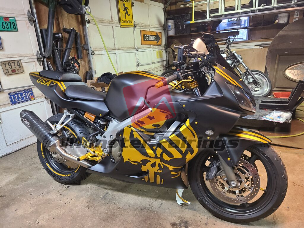 Monster Fairings ABS fairing kit for Honda CBR600 F4i 2001 - 2003 Matte Black Gold Skull - precise OEM fit