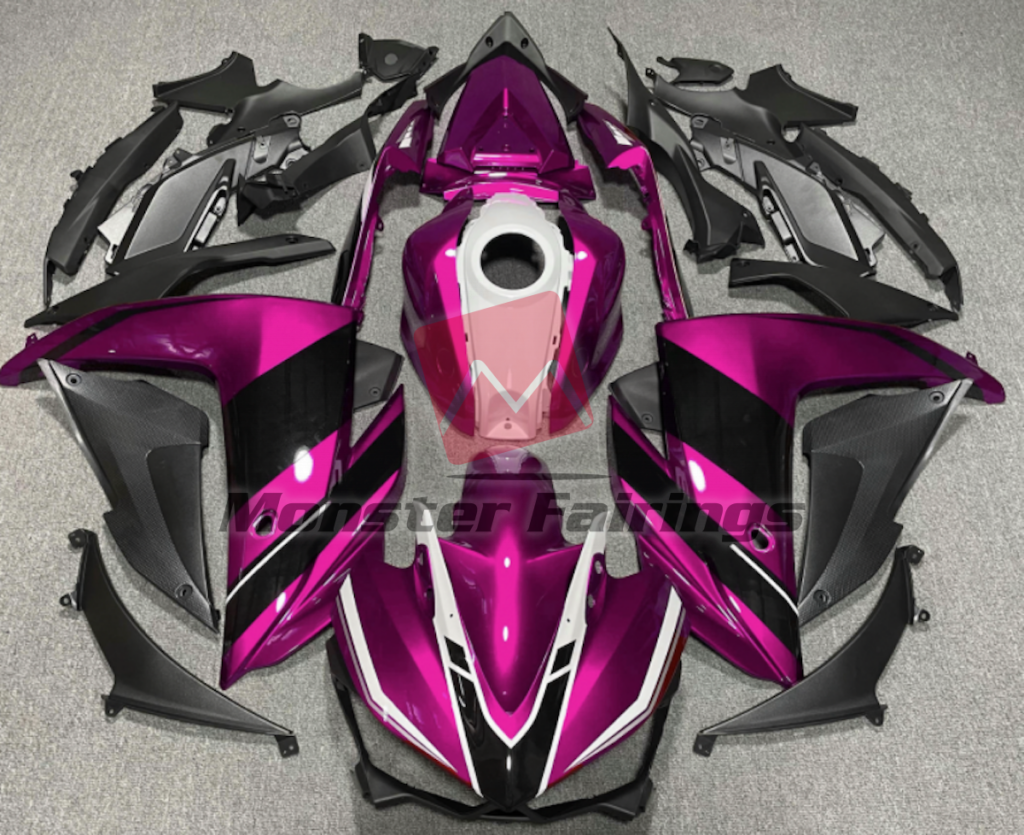 Yamaha R3 2014 - 2018 Pink Black White ABS fairings - custom motorcycle bodywork kit by Monster Fairings