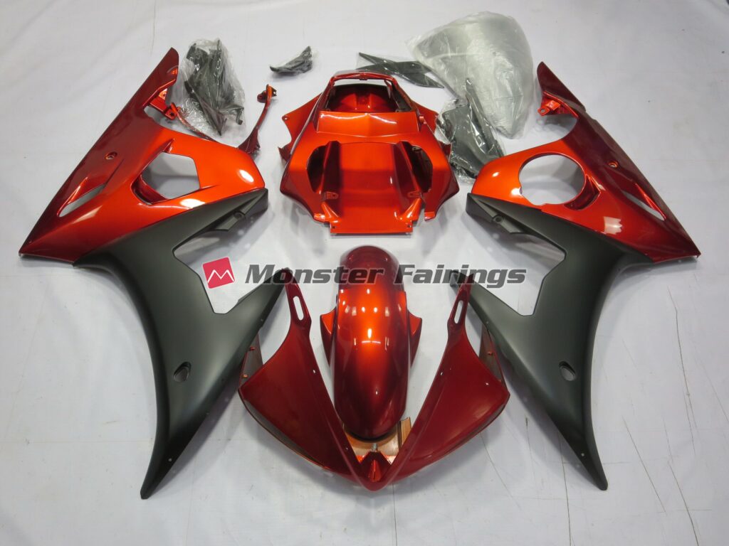 Yamaha R6 2005 Red Orange Matte ABS fairings - custom motorcycle bodywork kit by Monster Fairings