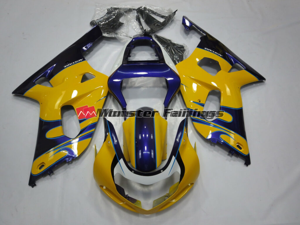 Suzuki GSXR 600 - 750 2001 - 2003 Yellow Blue ABS fairings - custom motorcycle bodywork kit by Monster Fairings