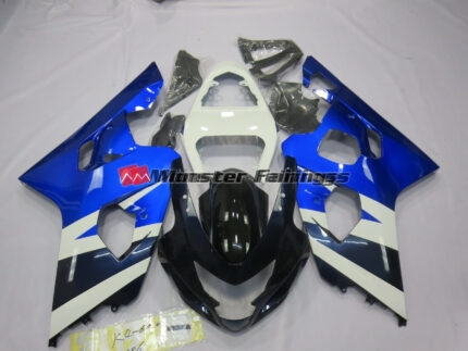 Suzuki GSXR 600 - 750 2004 - 2005 Blue White ABS fairings - custom motorcycle bodywork kit by Monster Fairings