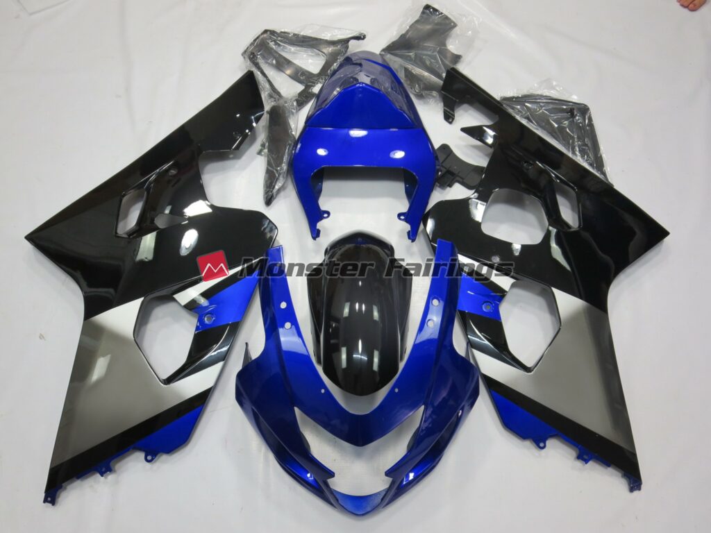 Suzuki GSXR 600 - 750 2004 - 2005 Grey Blue and Black ABS fairings - custom motorcycle bodywork kit by Monster Fairings