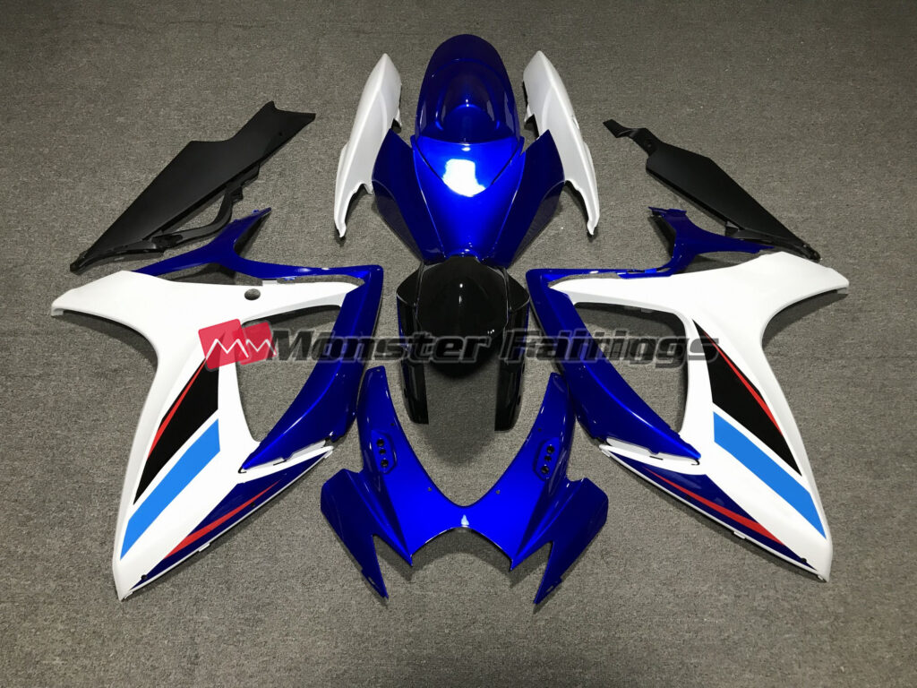 Suzuki GSXR 600 - 750 2006 - 2007 Blue White and Black ABS fairings - custom motorcycle bodywork kit by Monster Fairings