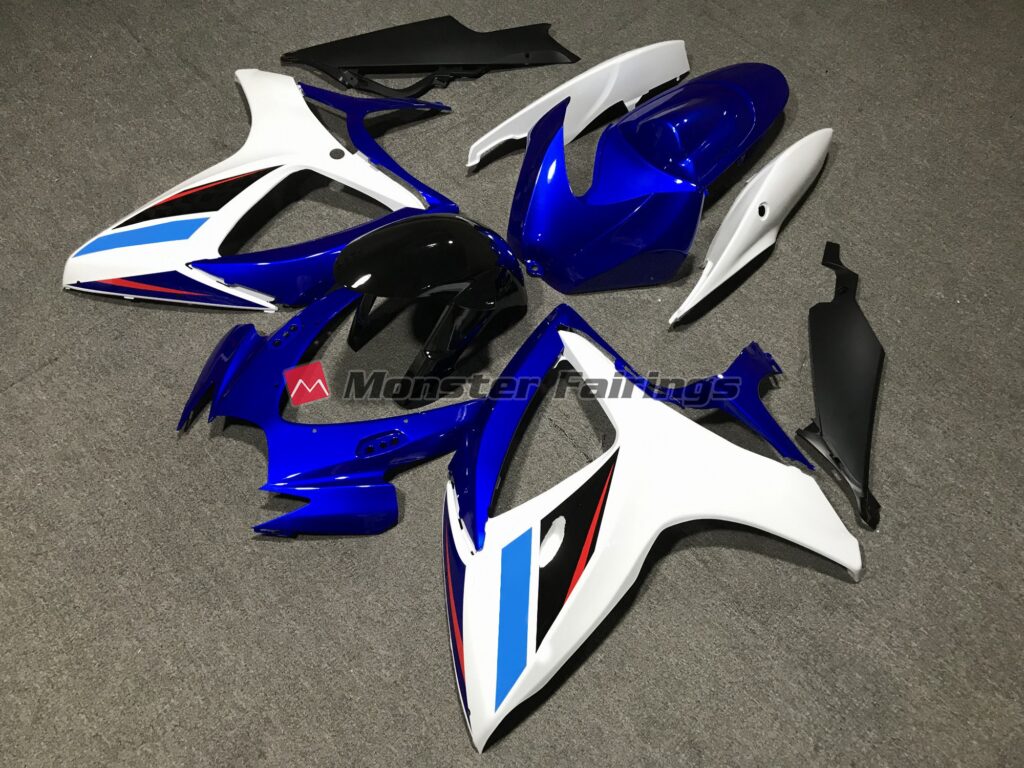 Blue White and Black ABS fairings for Suzuki GSXR 600 - 750 2006 - 2007 - premium OEM fit kit by Monster Fairings