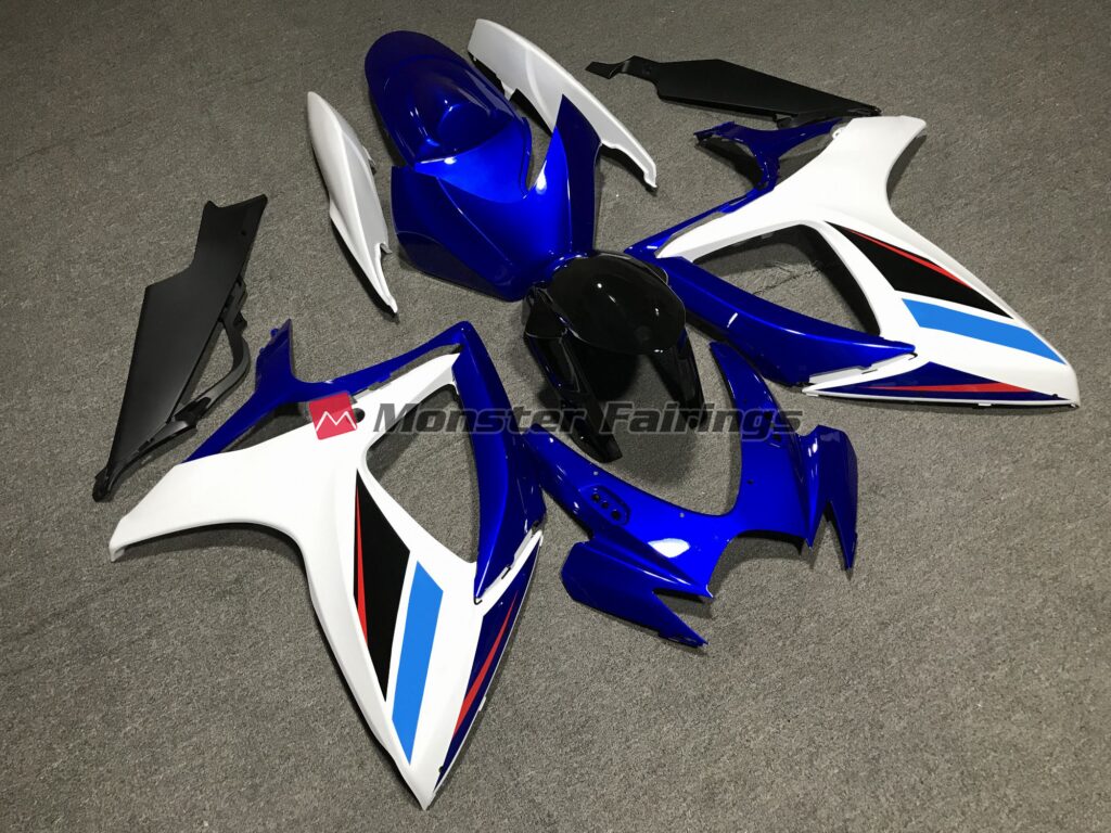 Suzuki GSXR custom ABS fairings 2006 - 2007 in Blue White and Black - durable replacement kit, Monster Fairings