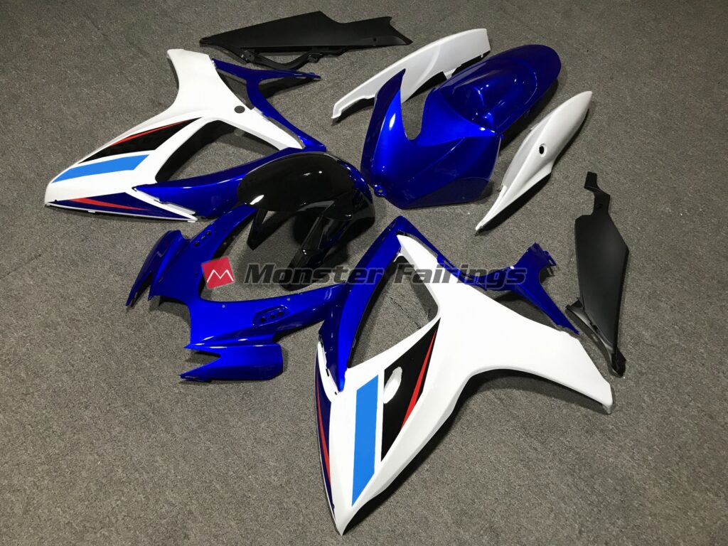 2006 - 2007 Suzuki GSXR Blue White and Black fairing set - ABS injection, custom painted by Monster Fairings