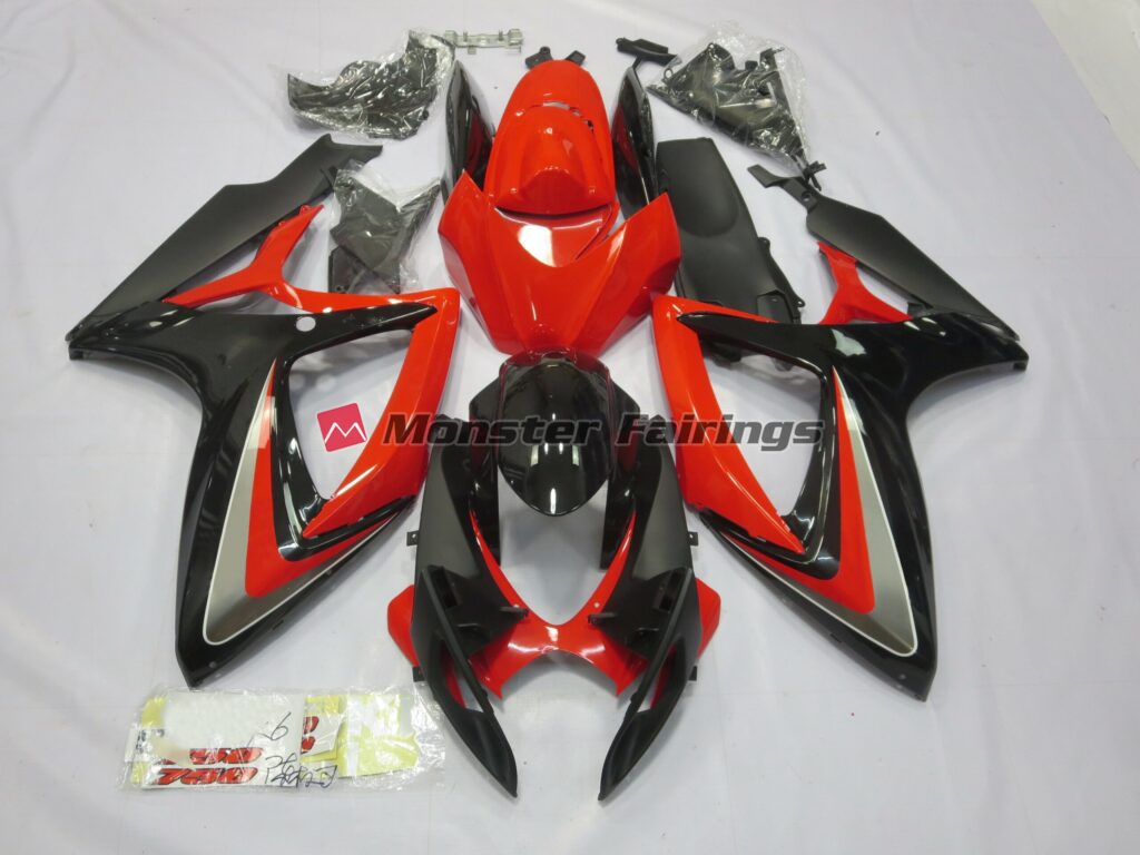 Suzuki GSXR 600 - 750 2006 - 2007 Red and Black ABS fairings - custom motorcycle bodywork kit by Monster Fairings