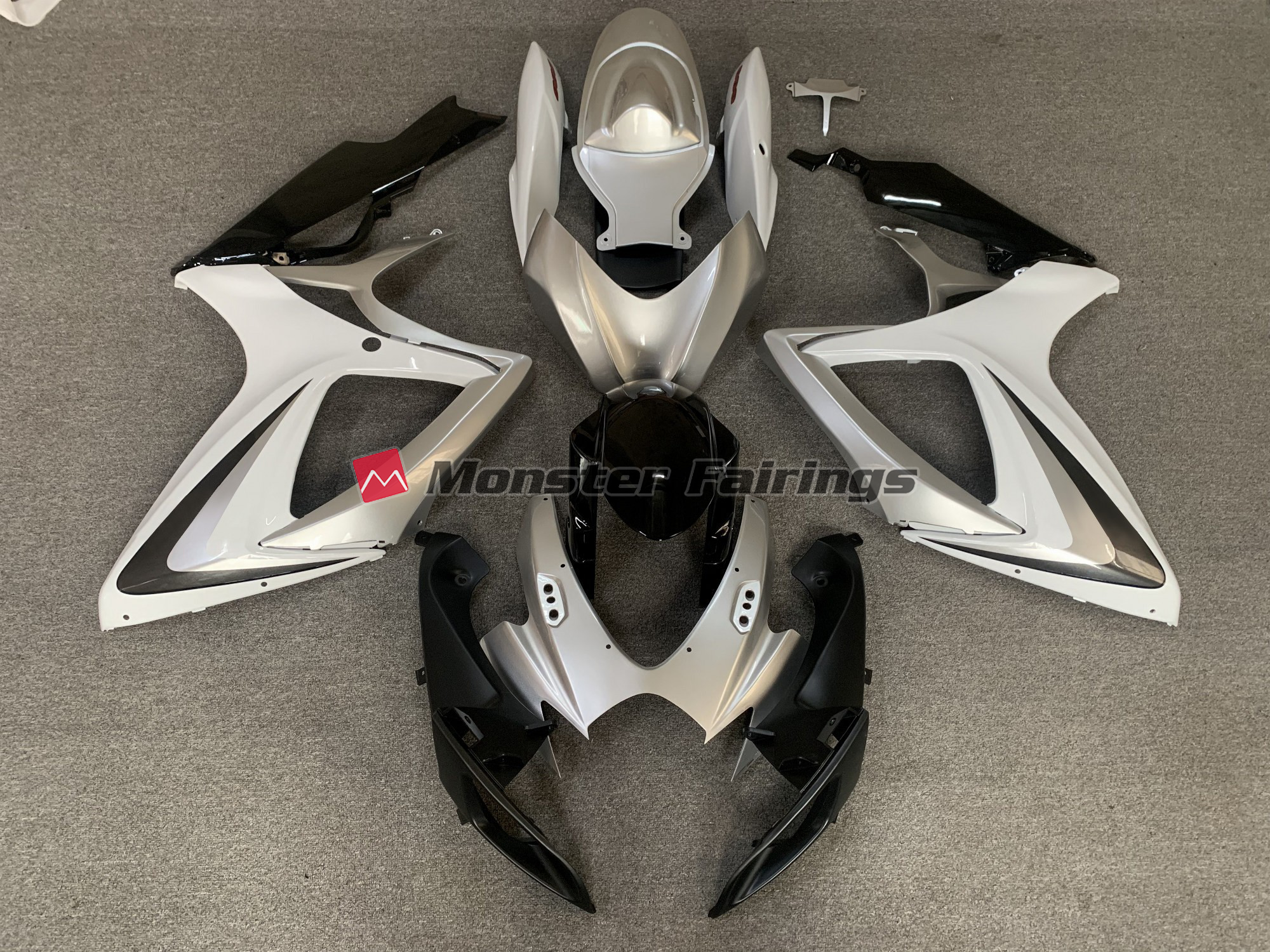 Suzuki GSXR 600-750 2006-2007 Silver White OEM Style ABS Fairings