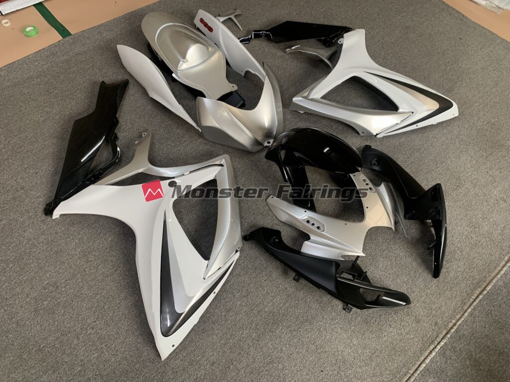 Silver White OEM Style ABS fairings for Suzuki GSXR 600 - 750 2006 - 2007 - premium OEM fit kit by Monster Fairings