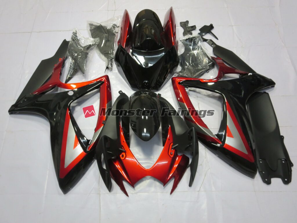 Suzuki GSXR 600 - 750 2006 - 2007 Deep Red Black ABS fairings - custom motorcycle bodywork kit by Monster Fairings