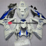 Suzuki GSXR 600 - 750 2006 - 2007 Gloss White and Blue Corona ABS fairings - custom motorcycle bodywork kit by Monster Fairings