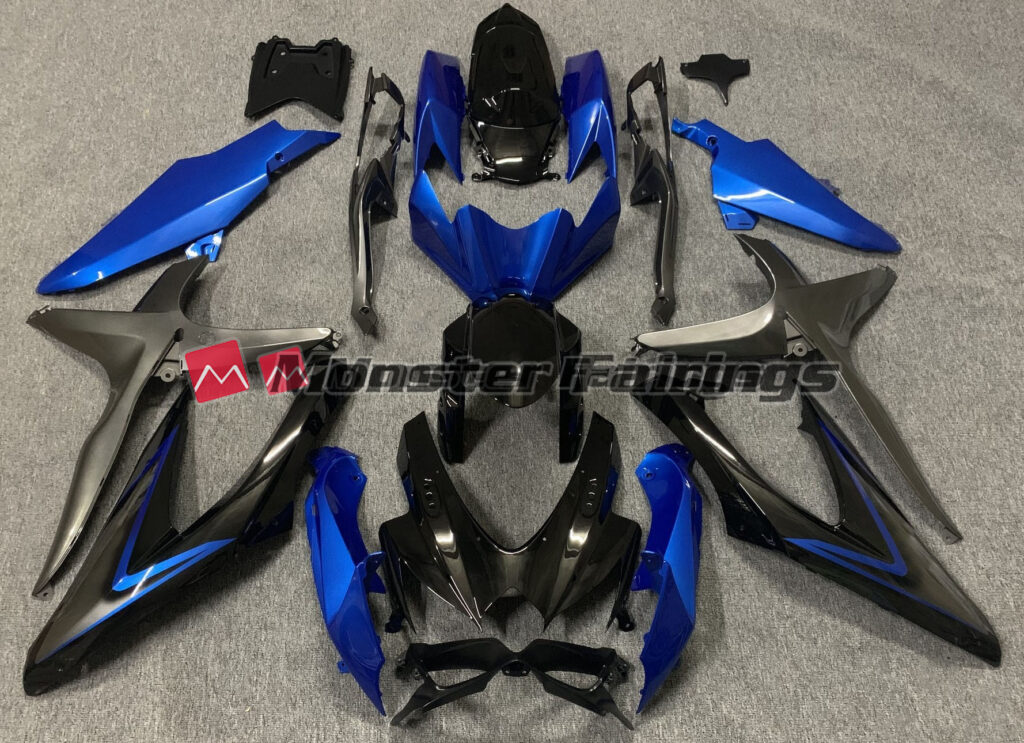 Suzuki GSXR 600 - 750 2008 - 2010 Blue Green Logo ABS fairings - custom motorcycle bodywork kit by Monster Fairings